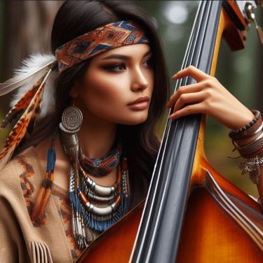 Native American woman playing upright bass.JPG